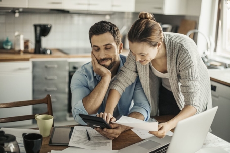Couple looking over paperwork